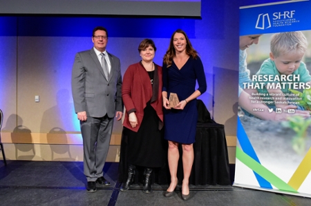 Dr. Serene Kerpan, right, receives SHRF grant. Dr. Serene Kerpan, right, receives SHRF grant.